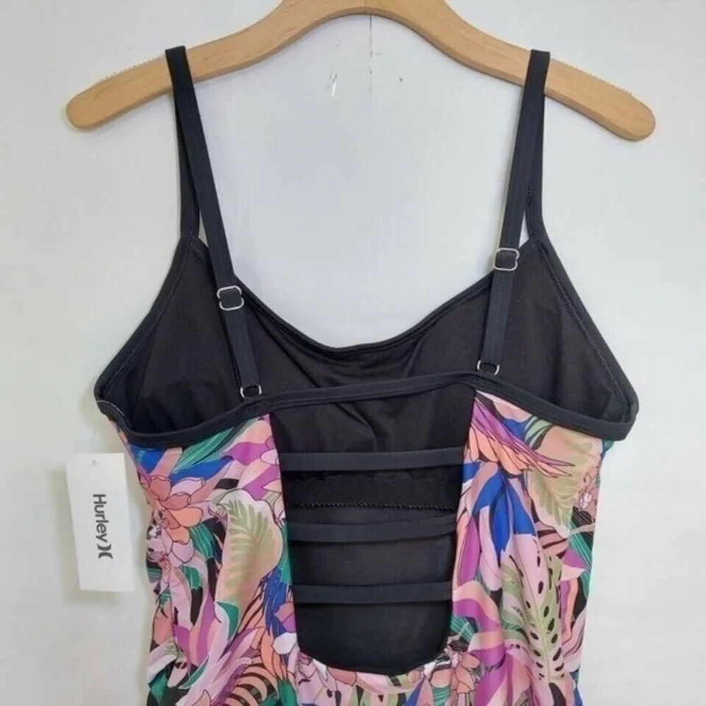 Hurley One Piece Swimsuit Women Plus‎ 1X Tropical Cage Back Hawaiian Beachwear